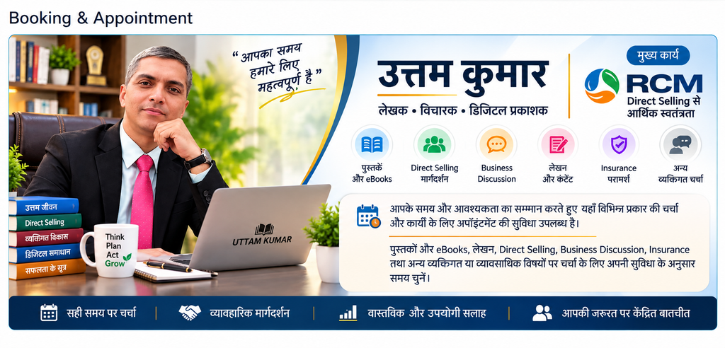 उत्तम कुमार — RCM मुख्य कार्य, लेखक, विचारक और डिजिटल प्रकाशक